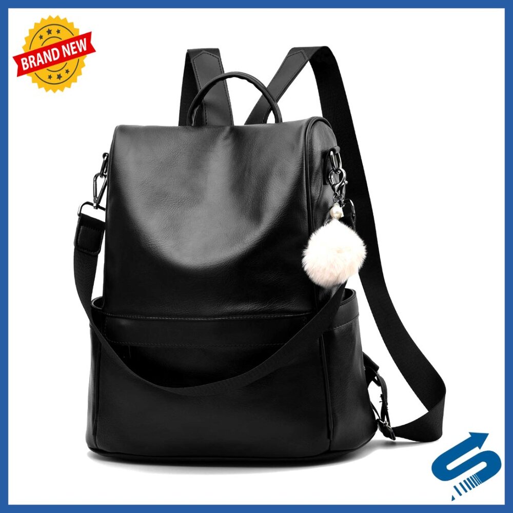 Vegan Leather Anti-Theft Backpack Purse Versatile 3-In-1 Tote Shoulder Bag